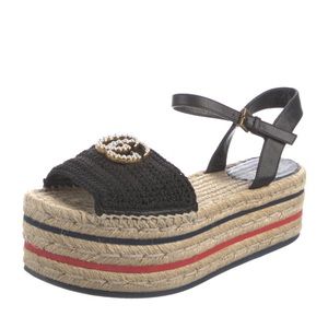 Gucci Black Platform Espadrille Sandals
